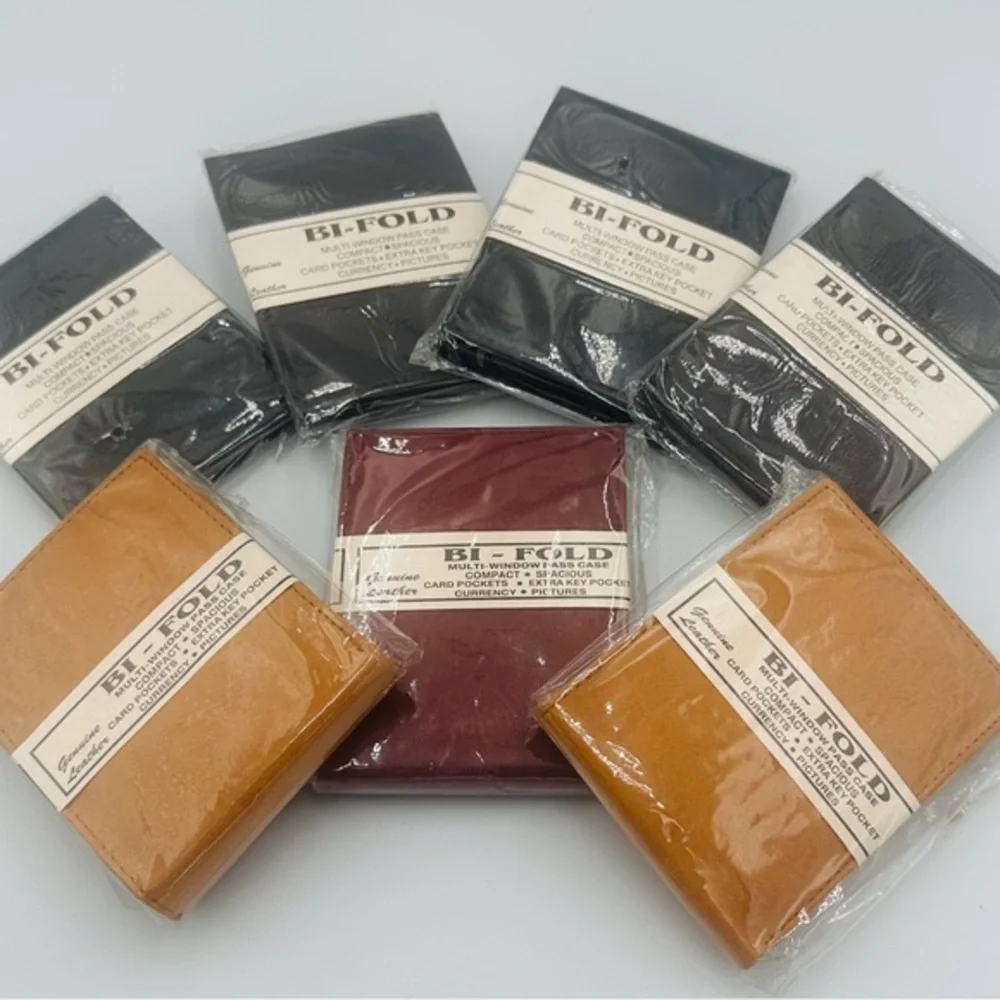 Bi-Fold Wallet BUNDLE Hand Crafted Genuine Leather (7) Pieces as pictured NEW!!